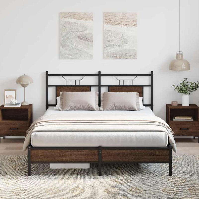 Casa si Gradina - Mobilier - Paturi si accesorii - Paturi - Cadru pat fara saltea stejar maro 140x200 cm lemn prelucrat - Infinity.ro