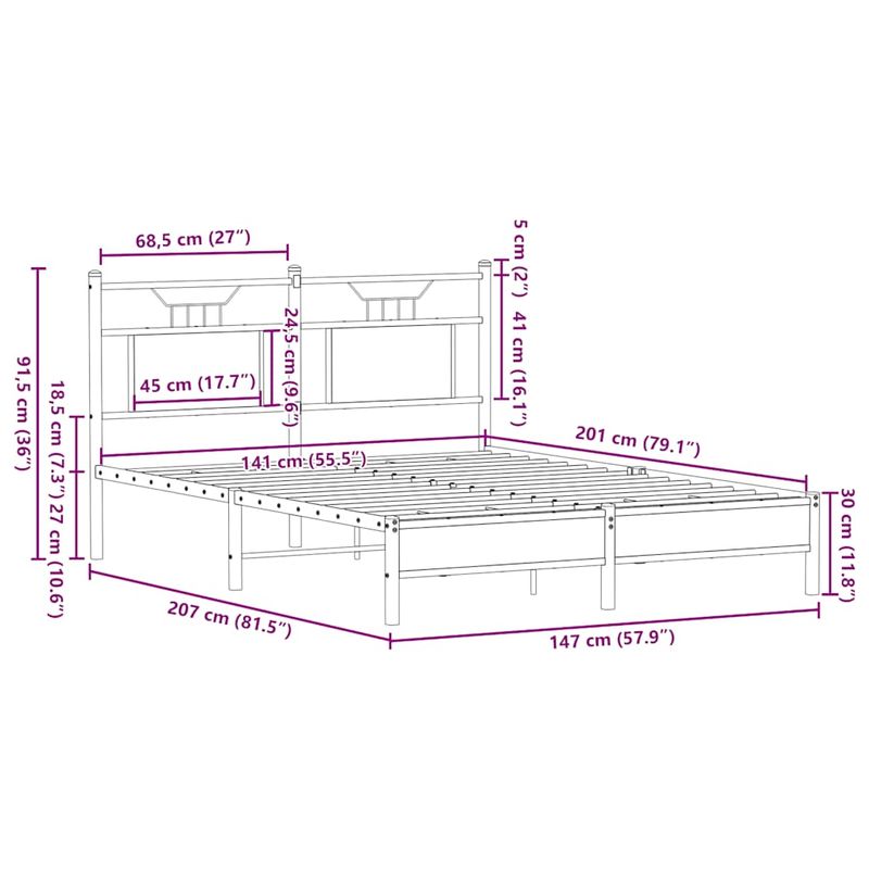 Casa si Gradina - Mobilier - Paturi si accesorii - Paturi - Cadru pat fara saltea stejar maro 140x200 cm lemn prelucrat - Infinity.ro