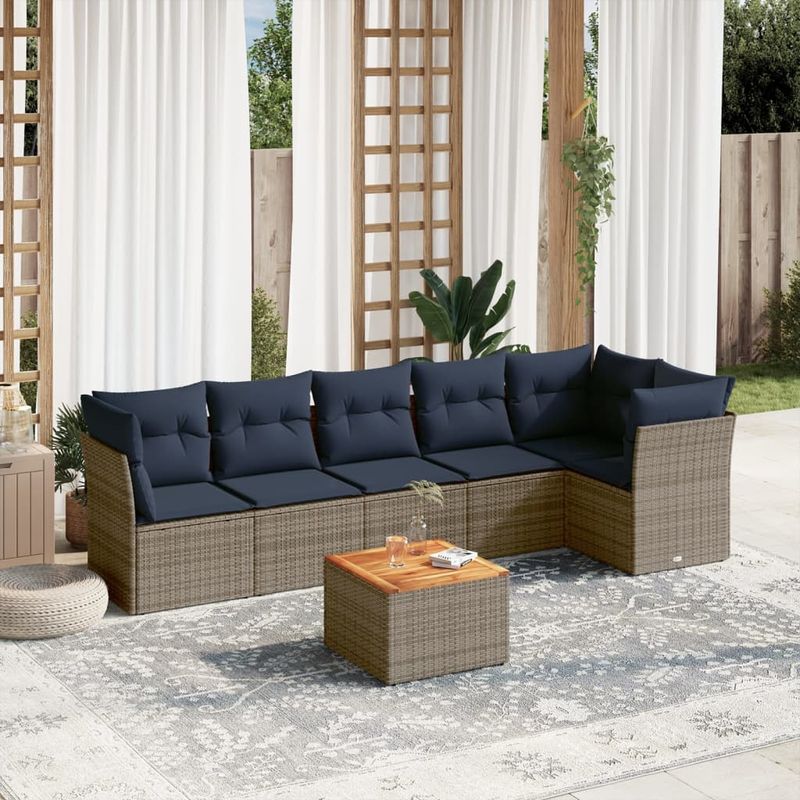 Casa si Gradina - Gradina si terasa - Mobilier exterior - Seturi mobila gradina - Set canapele de gradina cu perne, 7 piese, gri, poliratan - Infinity.ro
