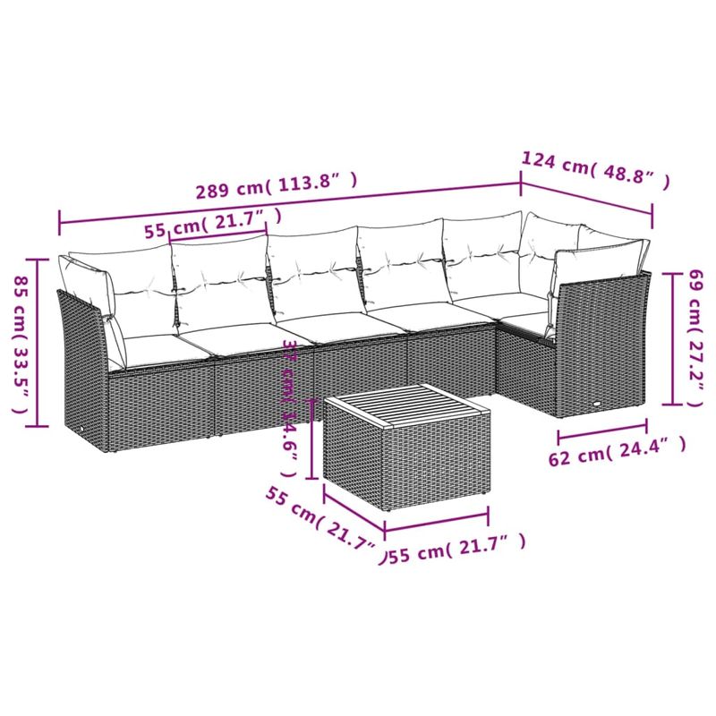 Casa si Gradina - Gradina si terasa - Mobilier exterior - Seturi mobila gradina - Set canapele de gradina cu perne, 7 piese, gri, poliratan - Infinity.ro