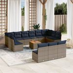 Casa si Gradina - Gradina si terasa - Mobilier exterior - Seturi mobila gradina - Set mobilier de gradina cu perne, 14 piese, gri, poliratan - Infinity.ro