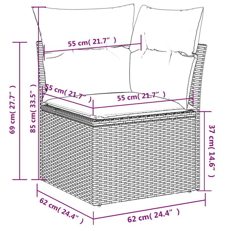Casa si Gradina - Gradina si terasa - Mobilier exterior - Seturi mobila gradina - Set mobilier de gradina cu perne, 14 piese, gri, poliratan - Infinity.ro