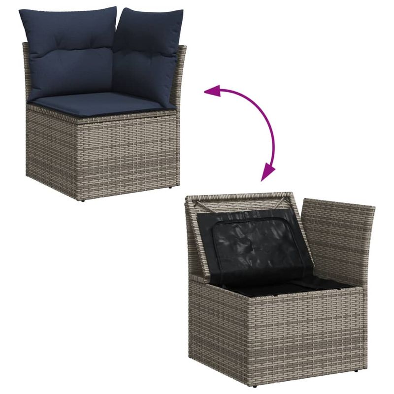 Casa si Gradina - Gradina si terasa - Mobilier exterior - Seturi mobila gradina - Set mobilier de gradina cu perne, 12 piese, gri, poliratan - Infinity.ro