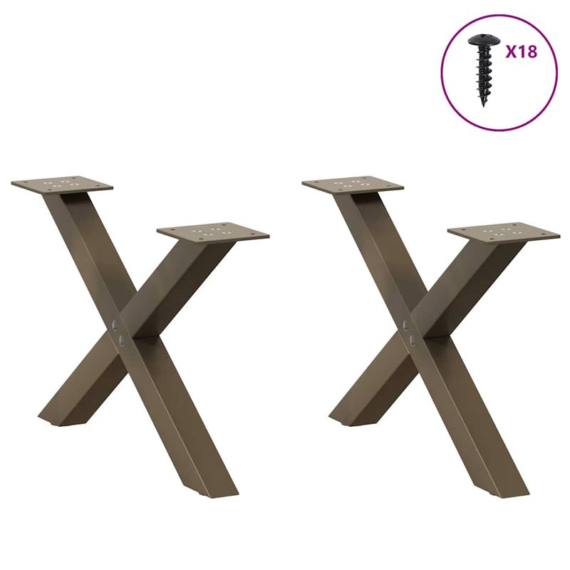 Casa si Gradina - Mobilier - Feronerie si accesorii mobila - Picioare pentru masa cafea in forma X, 2 buc Otel natural Otel, mărime 60x(30-31) cm (40 mm) - Infinity.ro