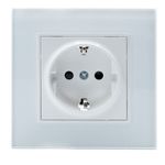 Casa si Gradina - Electrice - Prize - Priza Simpla Alb cu Rama din Sticla - Infinity.ro