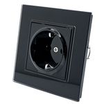 Casa si Gradina - Electrice - Prize - Priza Simpla Negru cu Rama din Sticla - Infinity.ro