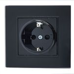 Casa si Gradina - Electrice - Prize - Priza Simpla Negru cu Rama din Sticla - Infinity.ro