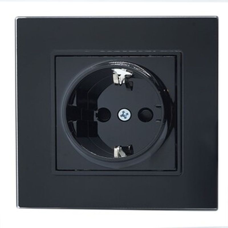 Casa si Gradina - Electrice - Prize - Priza Simpla Negru cu Rama din Sticla - Infinity.ro