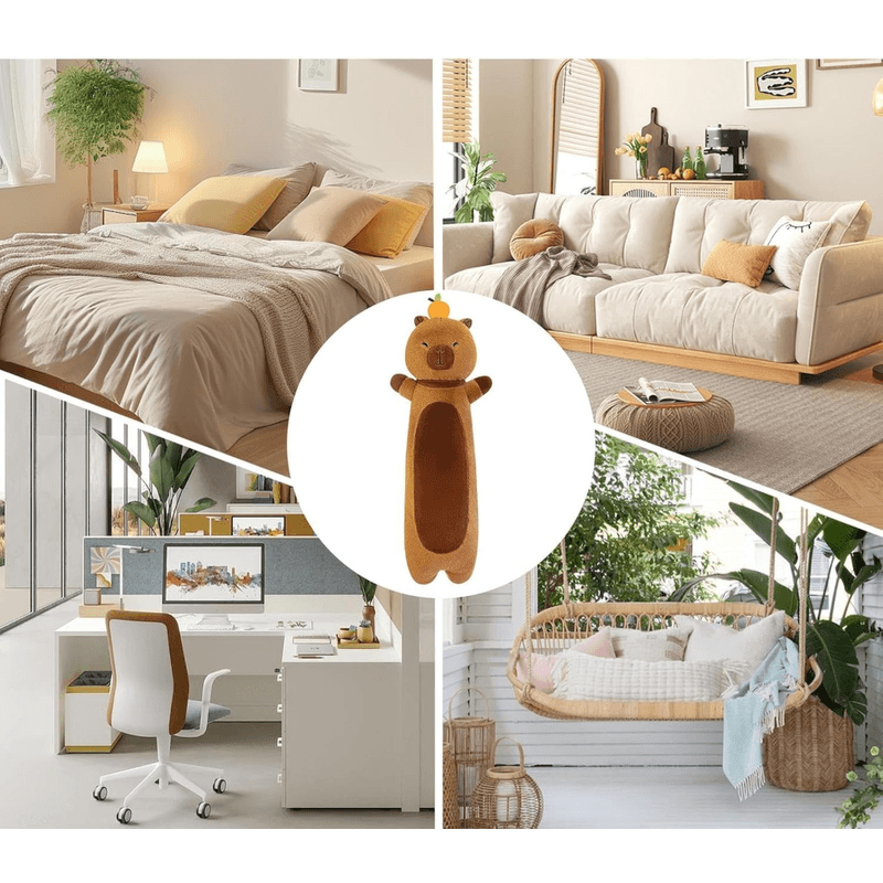 Jucarii, Copii si Bebe - Jucarii si jocuri - Jucarii de plus - Jucarie Plus Tip Perna Capybara, pentru copii +3ani si adulti, lungime 65cm, culoare Maro ABYZ™ - Infinity.ro