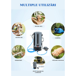 Sport si Outdoor - Camping - Accesorii camping si drumetii - Sac de Dus Portabil pentru Camping/ Soferii de Camion/ Drumetii/ Calatorii, ABY PRODUCTS, Rezervor 12 L, Portabil, Gri - Infinity.ro