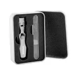 Ingrijire personala si Cosmetice - Manichiura si pedichiura - Unghiere si clesti manichiura & pedichiura - Set Profesional ingrijire unghii, EMESZON® U1, Unghiera din otel dur sablat, Pila transparenta, pentru unghii dure, gri - Infinity.ro