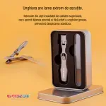 Ingrijire personala si Cosmetice - Manichiura si pedichiura - Unghiere si clesti manichiura & pedichiura - Set Profesional ingrijire unghii, EMESZON® U1, Unghiera din otel dur sablat, Pila transparenta, pentru unghii dure, gri - Infinity.ro