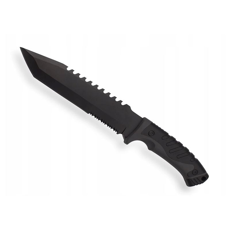 Sport si Outdoor - Camping - Cutite, bricege si accesorii - Cutite si bricege - Cutit tactic militar si de vanatoare Foxter, 33 cm, maner ergonomic, husa lama, negru - Infinity.ro