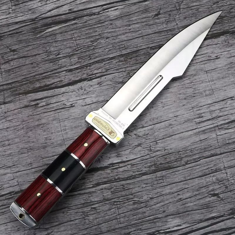 Sport si Outdoor - Camping - Cutite, bricege si accesorii - Cutite si bricege - Cutit tactic pentru camping si drumetii Foxter, 29 cm, otel si lemn, teaca inclusa - Infinity.ro