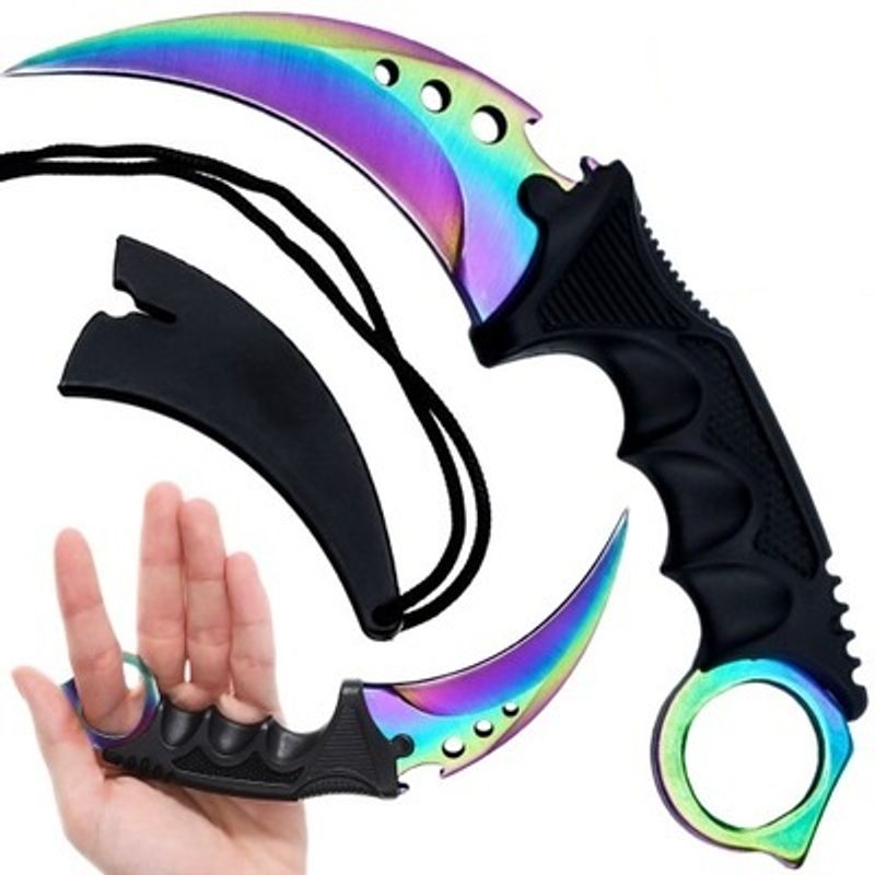 Sport si Outdoor - Camping - Cutite, bricege si accesorii - Cutite si bricege - Cutit pliabil Karambit Foxter CS:GO Claw, 19 cm, otel inoxidabil, clema agatare, multicolor - Infinity.ro