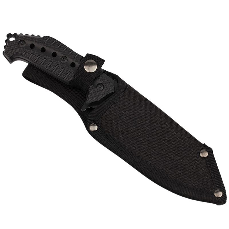 Sport si Outdoor - Camping - Cutite, bricege si accesorii - Cutite si bricege - Cutit militar tactic de vanatoare Foxter, lama fixa, 23 cm, teaca inclusa, negru - Infinity.ro