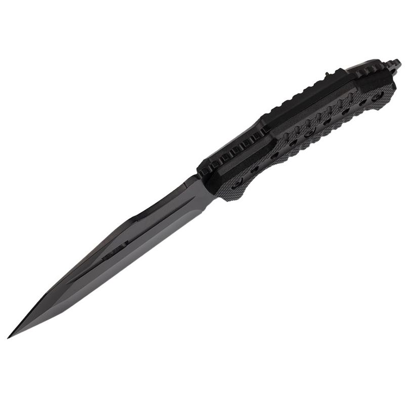 Sport si Outdoor - Camping - Cutite, bricege si accesorii - Cutite si bricege - Cutit militar tactic de vanatoare Foxter, lama fixa, 23 cm, teaca inclusa, negru - Infinity.ro