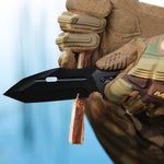 Sport si Outdoor - Camping - Cutite, bricege si accesorii - Cutite si bricege - Cutit militar tactic de vanatoare Foxter, lama fixa, 23 cm, teaca inclusa, negru - Infinity.ro