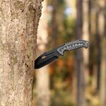 Sport si Outdoor - Camping - Cutite, bricege si accesorii - Cutite si bricege - Cutit militar tactic de vanatoare Foxter, lama fixa, 23 cm, teaca inclusa, negru - Infinity.ro