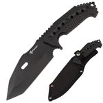 Sport si Outdoor - Camping - Cutite, bricege si accesorii - Cutite si bricege - Cutit militar tactic de vanatoare Foxter, lama fixa, 23 cm, teaca inclusa, negru - Infinity.ro