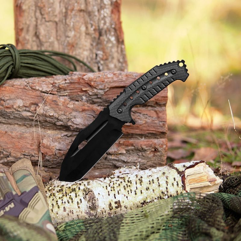 Sport si Outdoor - Camping - Cutite, bricege si accesorii - Cutite si bricege - Cutit militar tactic de vanatoare Foxter, lama fixa, 23 cm, teaca inclusa, negru - Infinity.ro