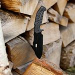 Sport si Outdoor - Camping - Cutite, bricege si accesorii - Cutite si bricege - Cutit militar tactic de vanatoare Foxter, lama fixa, 23 cm, teaca inclusa, negru - Infinity.ro