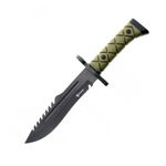 Sport si Outdoor - Camping - Cutite, bricege si accesorii - Cutite si bricege - Cutit militar tactic Foxter, lama cu ferastrau, 34 cm, toc, verde - Infinity.ro