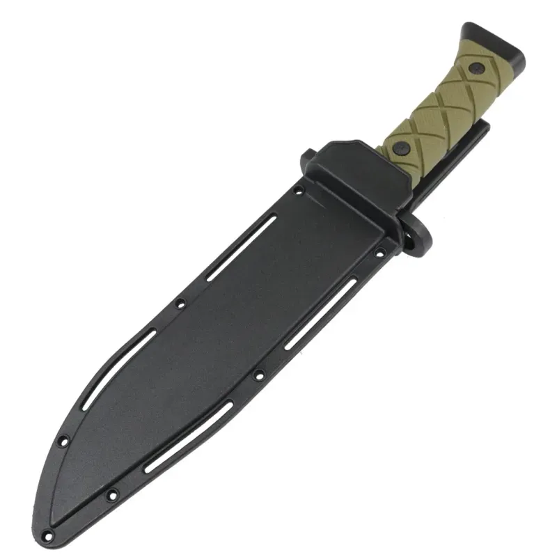 Sport si Outdoor - Camping - Cutite, bricege si accesorii - Cutite si bricege - Cutit militar tactic Foxter, lama cu ferastrau, 34 cm, toc, verde - Infinity.ro