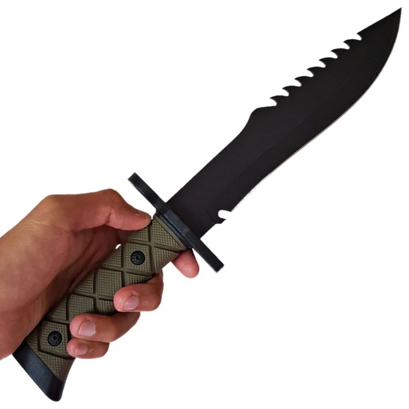 Sport si Outdoor - Camping - Cutite, bricege si accesorii - Cutite si bricege - Cutit militar tactic Foxter, lama cu ferastrau, 34 cm, toc, verde - Infinity.ro