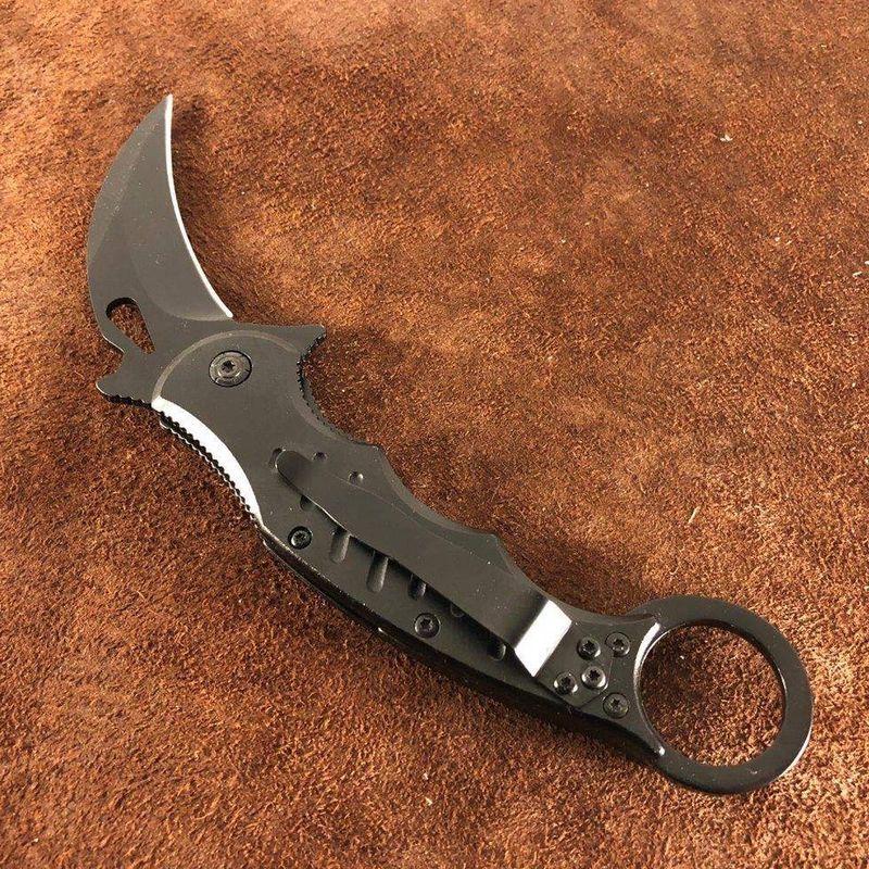 Sport si Outdoor - Camping - Cutite, bricege si accesorii - Cutite si bricege - Cutit pliabil Karambit Foxter CS:GO Claw, 20 cm, otel inoxidabil, clema agatare, negru - Infinity.ro