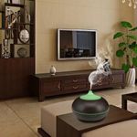 Casa si Gradina - Termice - Climatizare si ventilatie - Umidificator de aer cu difuzor aroma, 300 ml, ionizator, ultrasunete, iluminare LED, telecomanda, maro inchis - Infinity.ro