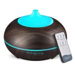 Casa si Gradina - Termice - Climatizare si ventilatie - Umidificator de aer cu difuzor aroma, 300 ml, ionizator, ultrasunete, iluminare LED, telecomanda, maro inchis - Infinity.ro