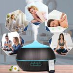Casa si Gradina - Termice - Climatizare si ventilatie - Umidificator de aer cu difuzor aroma, 300 ml, ionizator, ultrasunete, iluminare LED, telecomanda, maro inchis - Infinity.ro