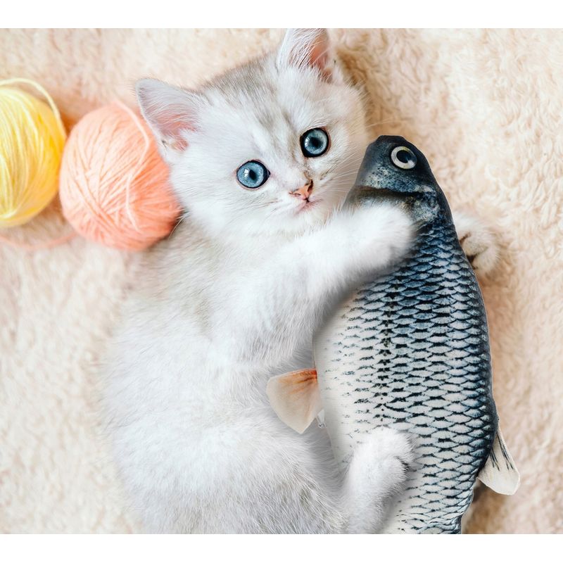 Petshop - Accesorii petshop - Jucarii animale - Jucarii interactive animale - Jucarie pentru pisici tip peste Nuxie, 21 cm, din plus, multicolor - Infinity.ro