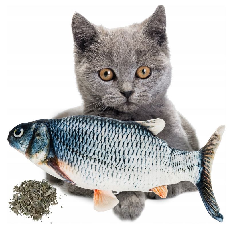 Petshop - Accesorii petshop - Jucarii animale - Jucarii interactive animale - Jucarie pentru pisici tip peste Nuxie, 21 cm, din plus, multicolor - Infinity.ro