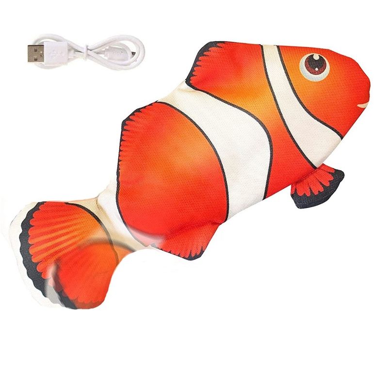 Petshop - Accesorii petshop - Jucarii animale - Jucarii interactive animale - Jucarie pentru pisici tip peste miscator Nuxie, 30 cm, cablu USB, din plus, rosu - Infinity.ro