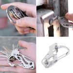 Sport si Outdoor - Camping - Accesorii camping si drumetii - Instrument multifunctional breloc pentru chei tip carabiniera, argintiu - Infinity.ro