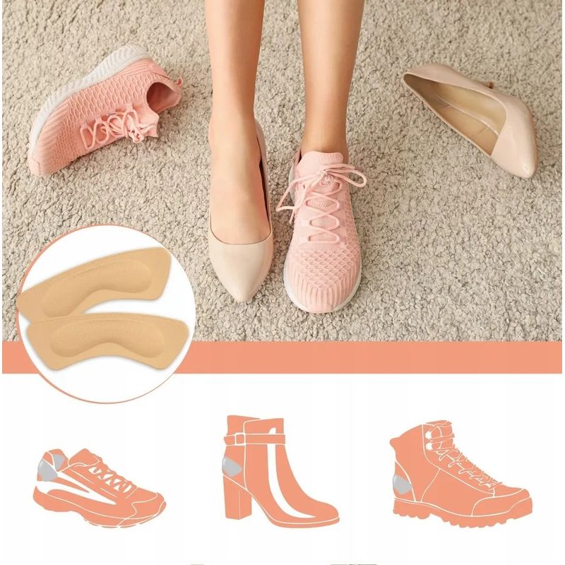 Fashion, accesorii si bijuterii - Femei - Incaltaminte femei - Accesorii incaltaminte - Set 2 branturi adezive pentru calcaie, spuma si poliester, 8.5 x 3.5 cm, grosime 3 mm, crem - Infinity.ro