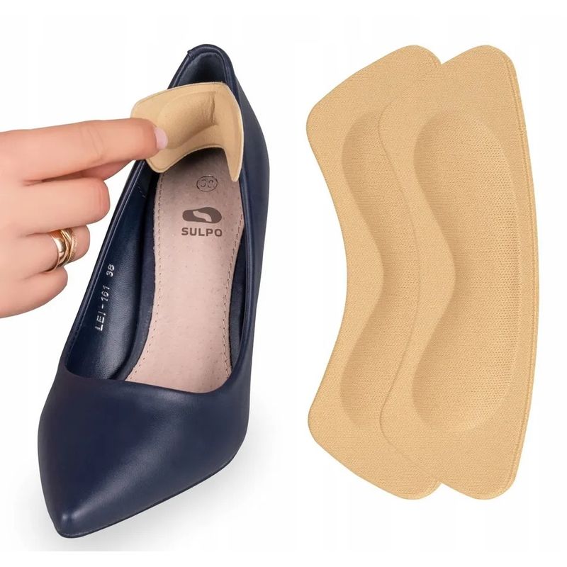 Fashion, accesorii si bijuterii - Femei - Incaltaminte femei - Accesorii incaltaminte - Set 2 branturi adezive pentru calcaie, spuma si poliester, 8.5 x 3.5 cm, grosime 3 mm, crem - Infinity.ro