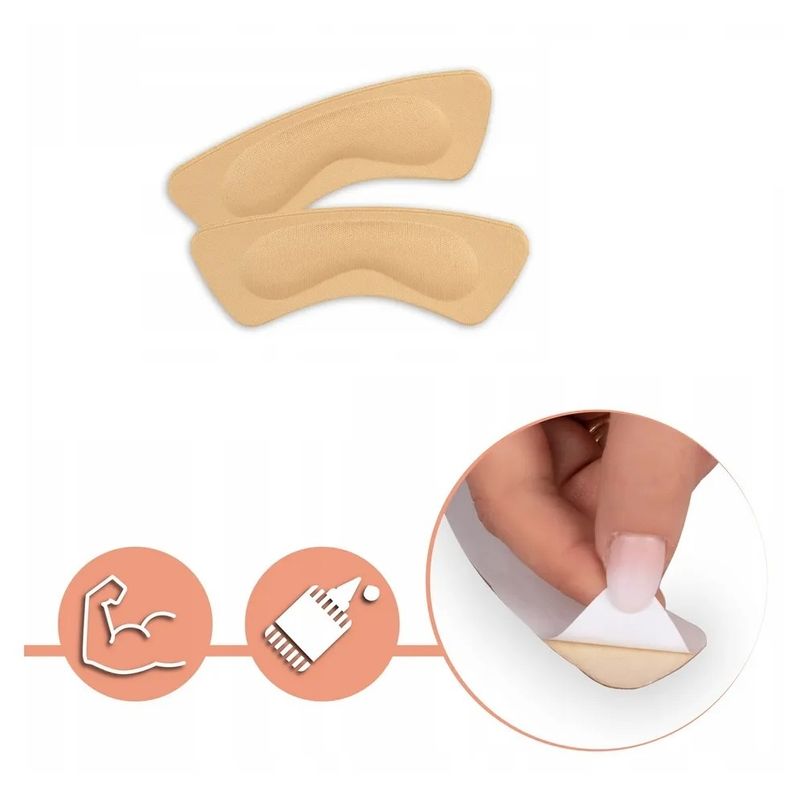 Fashion, accesorii si bijuterii - Femei - Incaltaminte femei - Accesorii incaltaminte - Set 2 branturi adezive pentru calcaie, spuma si poliester, 8.5 x 3.5 cm, grosime 3 mm, crem - Infinity.ro