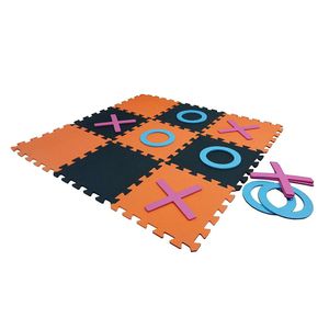 Covoras puzzle cu X si O din spuma EVA, 9 bucati, multicolor, 94.5 x 94.5 cm montat, My Garden 2902