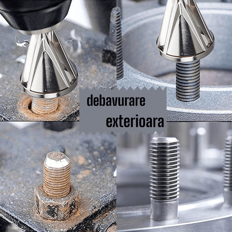 Casa si Gradina/Constructii/Scule electrice si accesorii/Seturi si accesorii pentru gaurit si insurubat - Set 2 instrumente debavurare exterioara, cu prindere hexagonala si triunghiulara, otel, pentru repararea suruburilor deteriorate - Infinity.ro