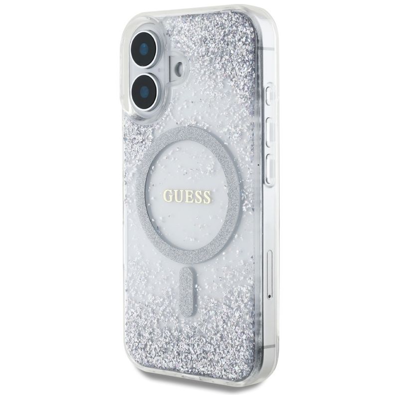 Laptop, Telefoane si Tablete - Telefoane mobile si accesorii - Accesorii Telefoane - Huse telefoane - Husa pentru iPhone 16 - Guess Hardcase Resin Gradient Glitter MagSafe (GUHMP16SRGRGES) - Argintiu - Infinity.ro