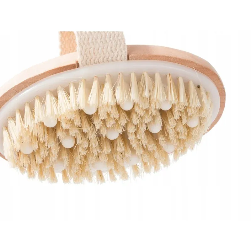 Ingrijire personala si Cosmetice - Sanatate si wellness - Articole wellness - Aparate si dispozitive de masaj - Perie pentru masaj corporal cu maner detasabil, lemn, 45x6.5 cm, Gonga® Maro - Infinity.ro