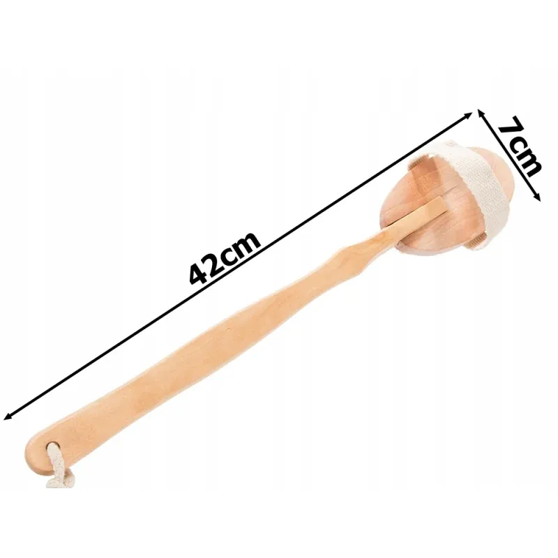 Ingrijire personala si Cosmetice - Sanatate si wellness - Articole wellness - Aparate si dispozitive de masaj - Perie pentru masaj corporal cu maner detasabil, lemn, 45x6.5 cm, Gonga® Maro - Infinity.ro