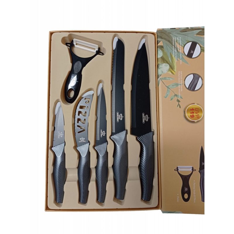 Casa si Gradina - Bucatarie si vesela - Vesela si tacamuri - Cutite si seturi de cutite - Set cutite din otel inoxidabil, 6 piese negru - Infinity.ro