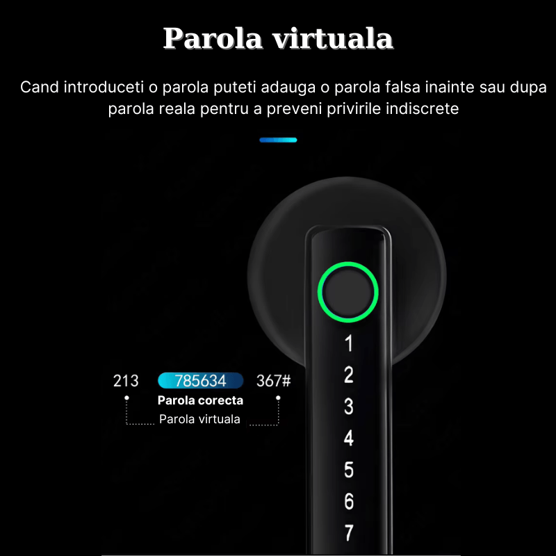 Casa si Gradina - Constructii - Feronerie si accesorii - Broaste si yale - Incuietoare inteligenta MaGeCa, 4 moduri de acces, Aplicatia Tuya, Deblocare Amprenta, Cod PIN, Cheie, Broasca, Neagra - Infinity.ro
