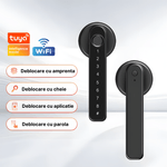 Casa si Gradina - Constructii - Feronerie si accesorii - Broaste si yale - Incuietoare inteligenta MaGeCa, 4 moduri de acces, Aplicatia Tuya, Deblocare Amprenta, Cod PIN, Cheie, Broasca, Neagra - Infinity.ro