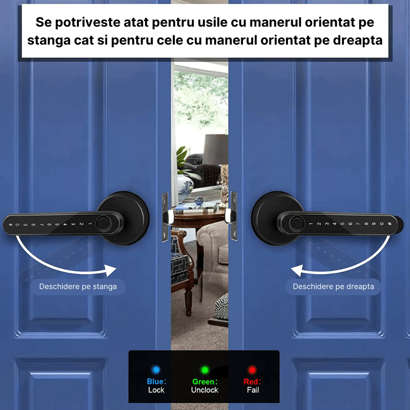 Casa si Gradina - Constructii - Feronerie si accesorii - Broaste si yale - Incuietoare inteligenta MaGeCa, 4 moduri de acces, Aplicatia Tuya, Deblocare Amprenta, Cod PIN, Cheie, Broasca, Neagra - Infinity.ro