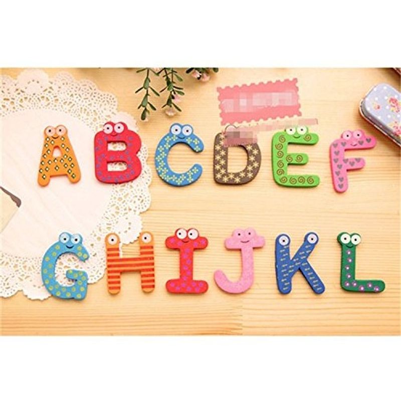 Jucarii, Copii si Bebe - Jucarii si jocuri - Jucarii & jocuri educative - Jocuri si jucarii educative - Set 26 magneti de frigider pentru copii, flippy, model alfabet a-z, figurine amuzante, din lemn, multicolor - Infinity.ro